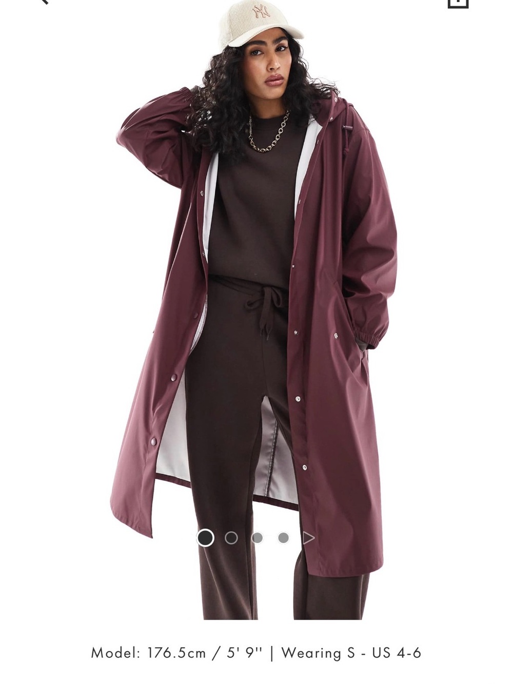 ASOS Long Hooded Trench Coat in Burgundy